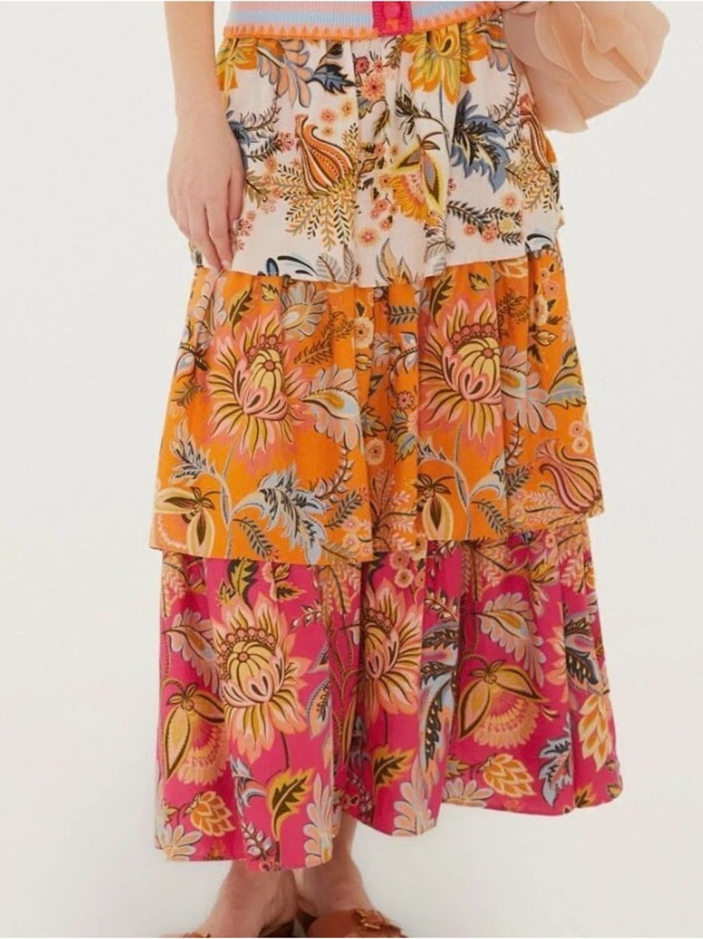FARM RIO NWT Multicolor Ligia Floral Mix Layered Midi